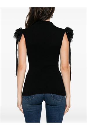 Black ruffled-detail blouse ALBERTA FERRETTI | A088551010555